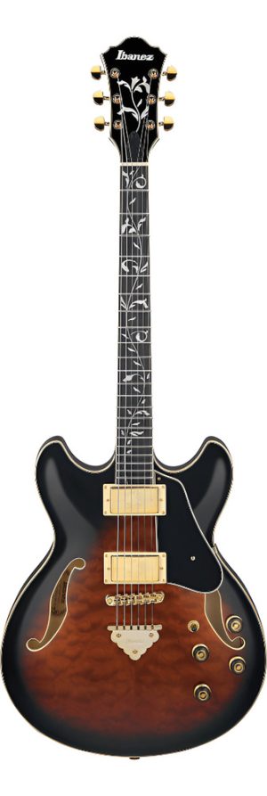 Guitarra Electrica Ibanez Semi Hollow As93qmspdbs Dark Brown Diestro Dark Brown Sunburst Bound Macassar Ebony