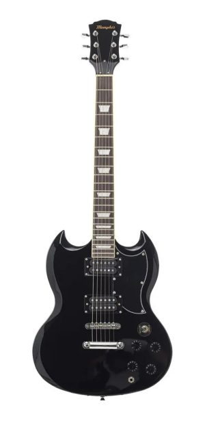 Guitarra Electrica Memphis E50 Sg Diestro Negro Palo De Rosa