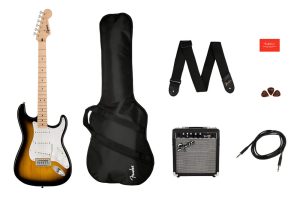 Paquete Guitarra Squier By Fender Sonic Stratocaster 10g Diestro Sunburst