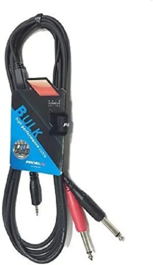 Cable Adaptador Proel Bulk505lu3 1x 3,5 Mm A 2x 6,3 Mm 3 M