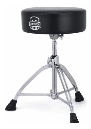 Banqueta Batería Redonda Mapex T850 Negra 3 Patas Altura Ajustable Negro